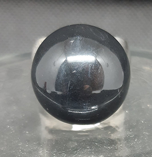Bague Argent sphère noire 23-1086